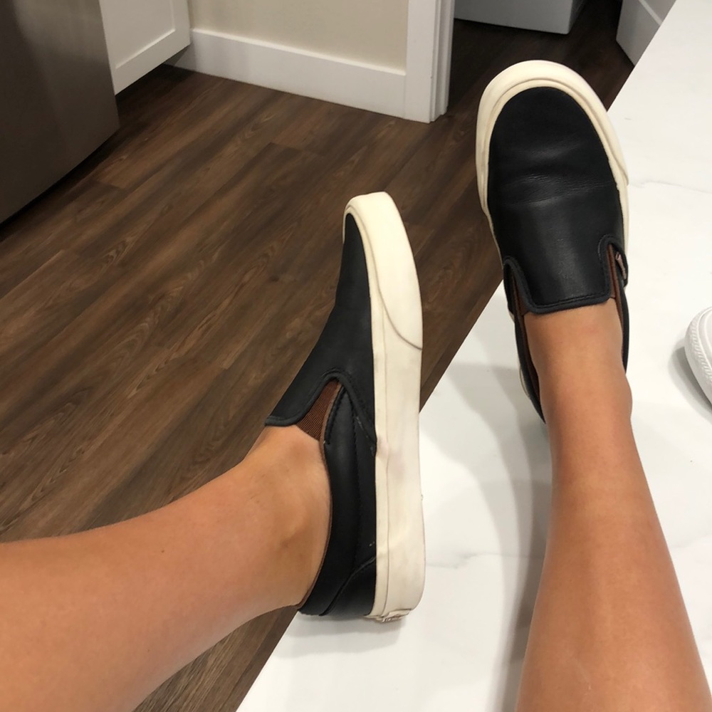 Black leather Vans